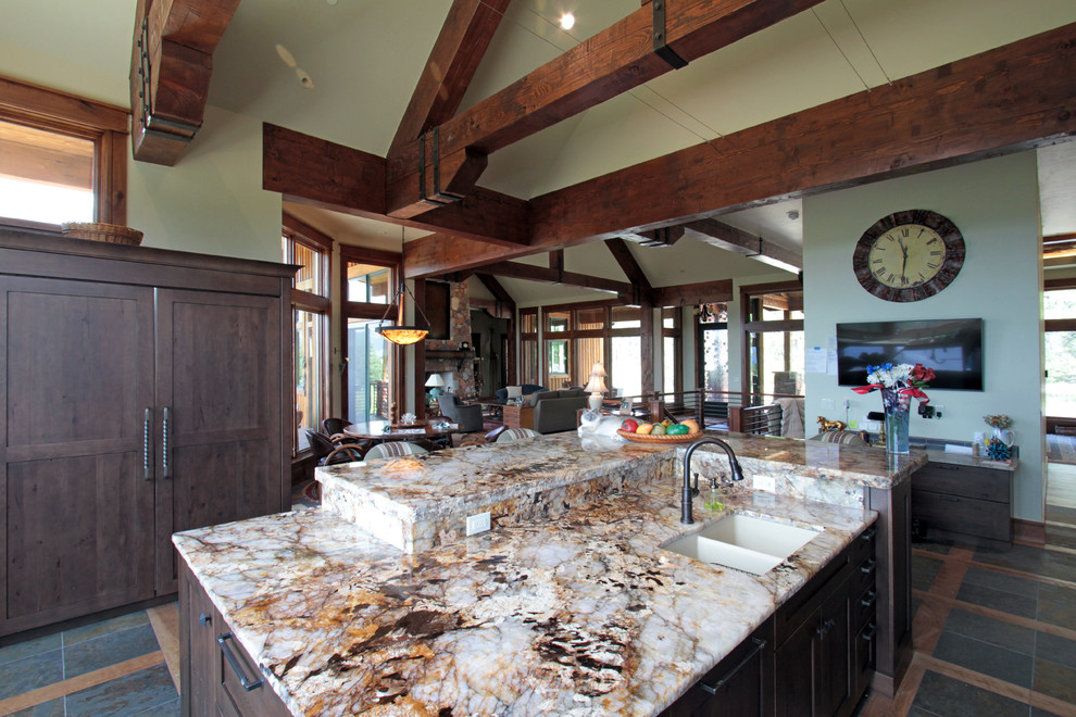 Example of a mountain style kitchen design in Denver