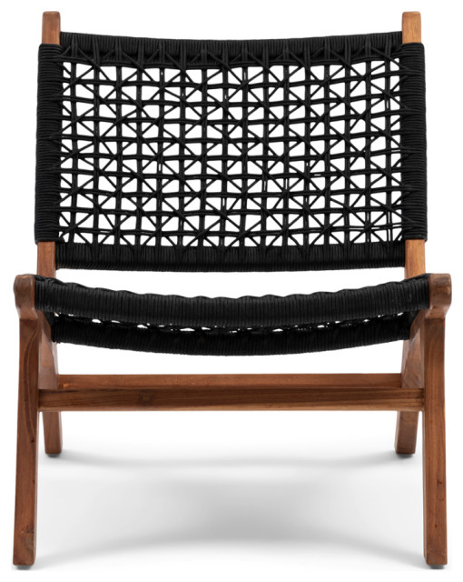 Black Rope Outdoor Lounge Chair Rivièra Maison El Nido Midcentury