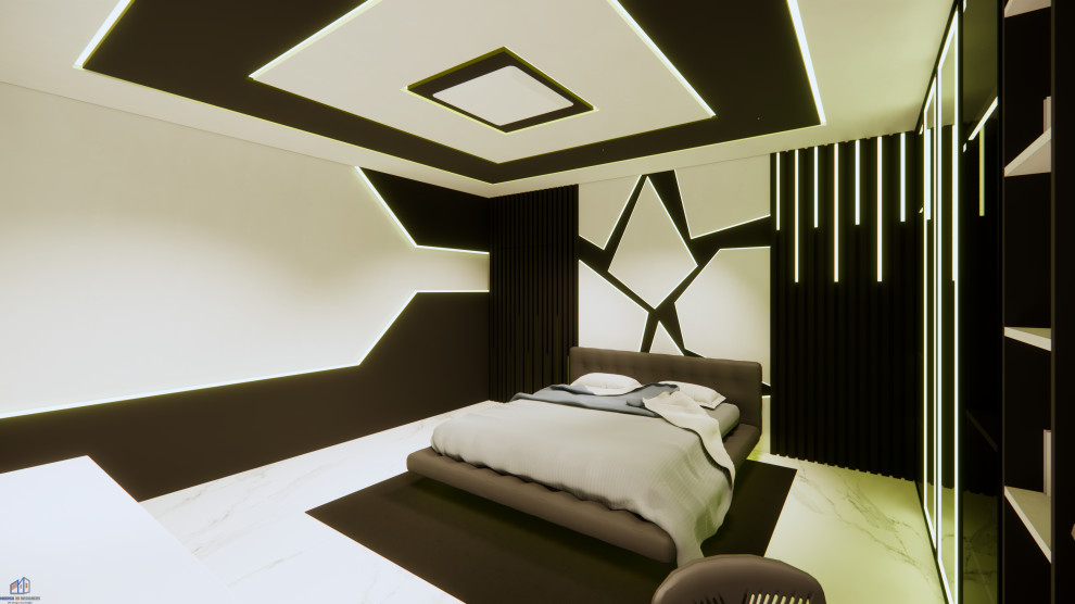 Idée de décoration pour une chambre minimaliste.