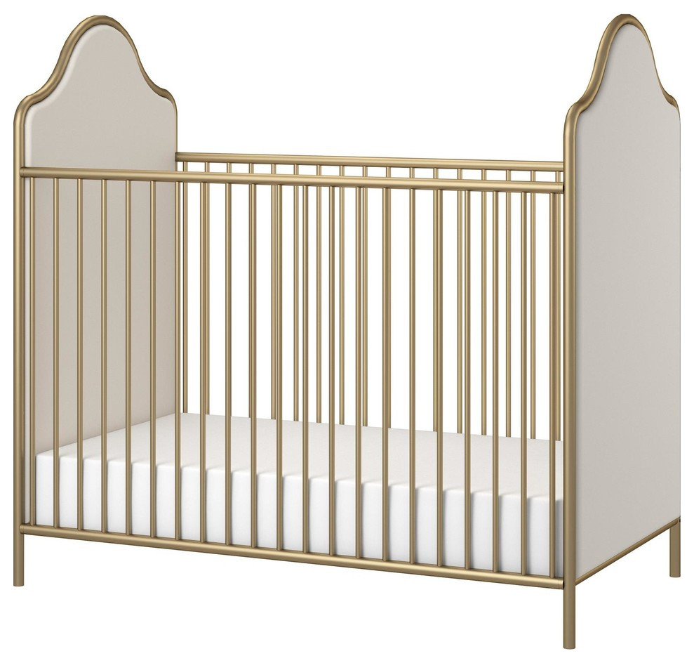 Little Seeds Piper Upholstered Metal Crib Transitional Cribs by