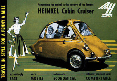 1956 Heinkel Cabin Cruiser Promotional Advertising Poster