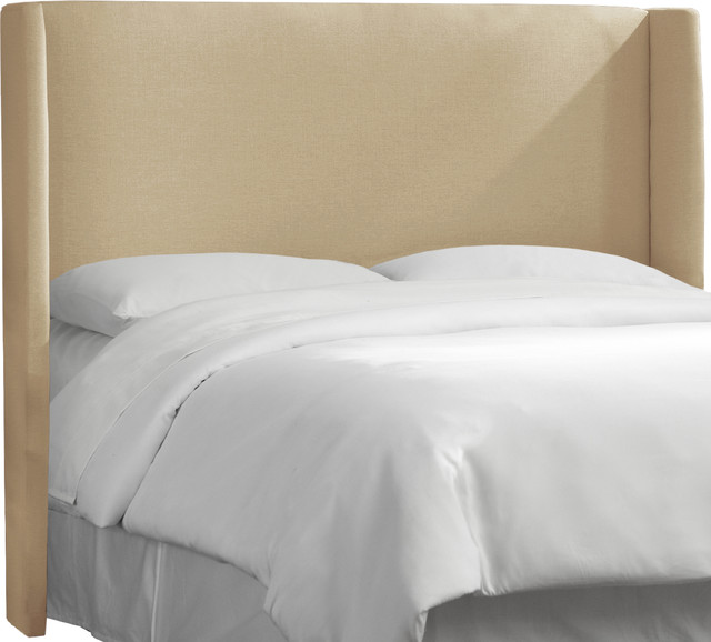 Serena Wingback Headboard, Linen Linen, Twin Transitional