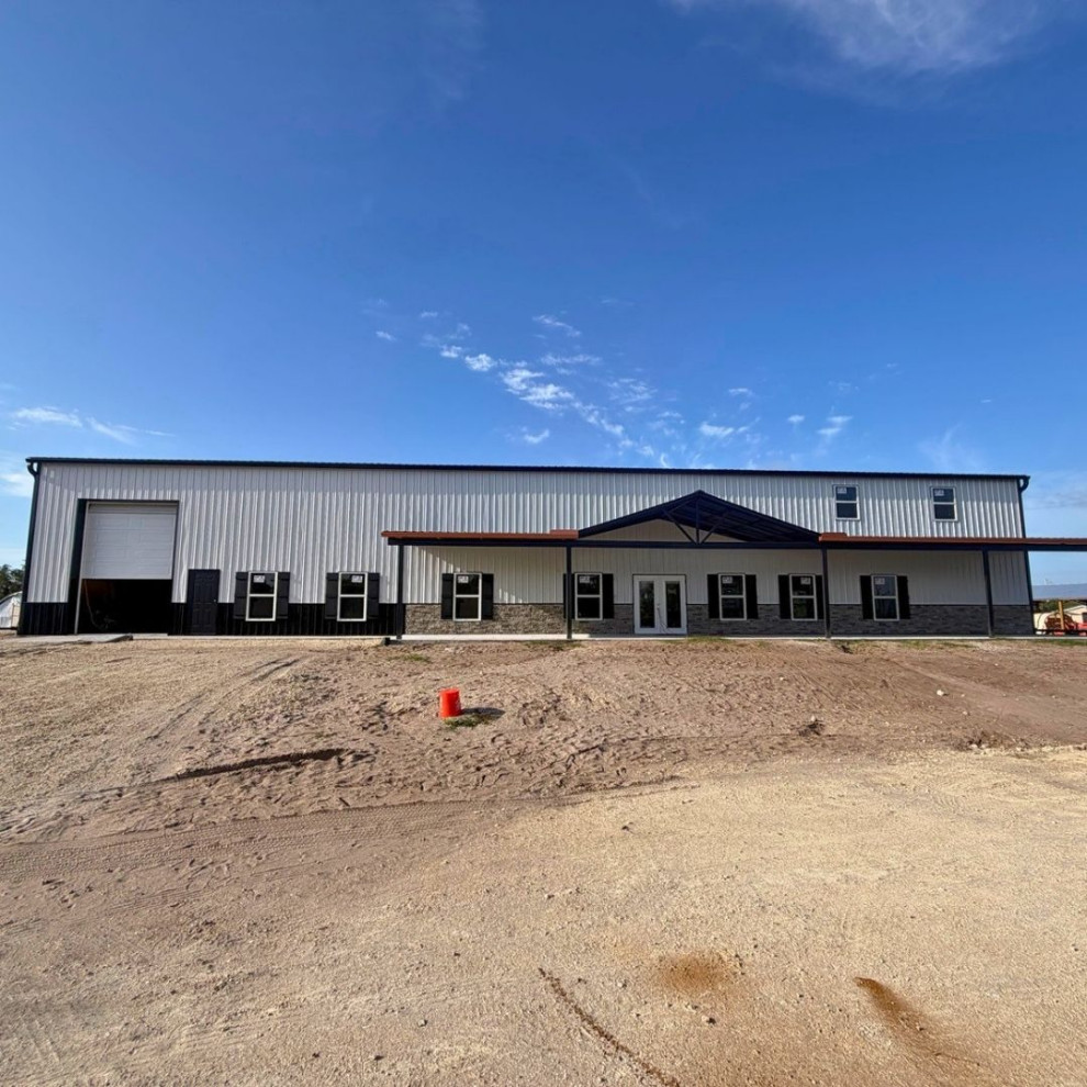 Residential Barndominium First-Floor Layout + Second-Floor Framing