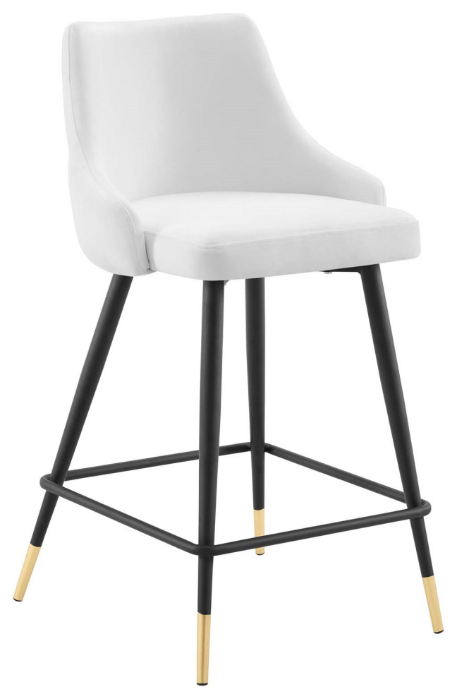 Karina Velvet Counter Stool, Tufted Kitchen Counter Stool, Glam Luxe