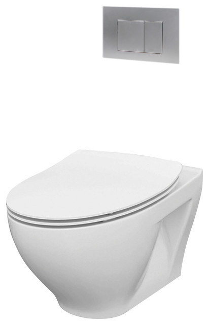In-Wall Toilet Set, Chrome Square Actuators, 2"x4" Carrier & Tank