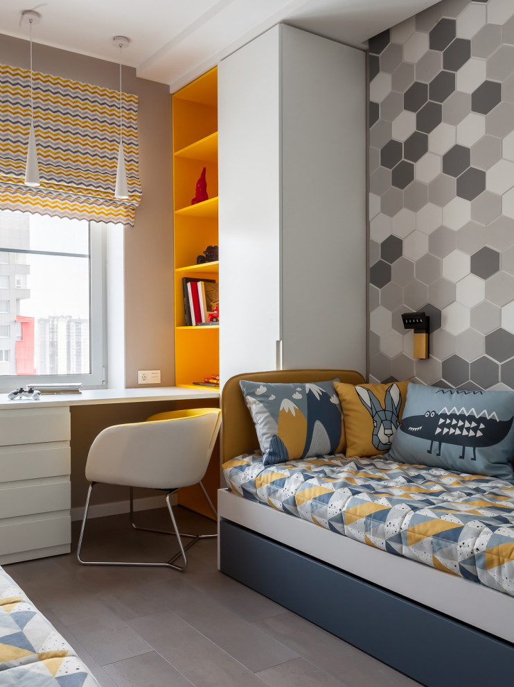 Компактная трехкомнатная квартира с круглой кроватью