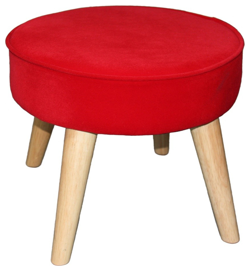 Useful Red Suede Foot Stool Midcentury Footstools And Ottomans by