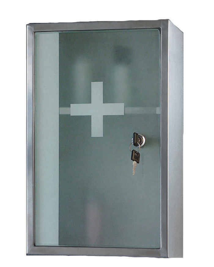 Lockable Series Medicine 9.75"x15.75", Frosted Safety Glass