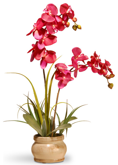 24" Purple Colored Orchid In Ceramic Pot