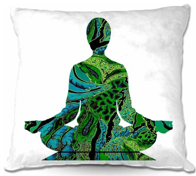 Pillow Woven Poplin from DiaNoche Designs - Silhouette Man Woman Yoga