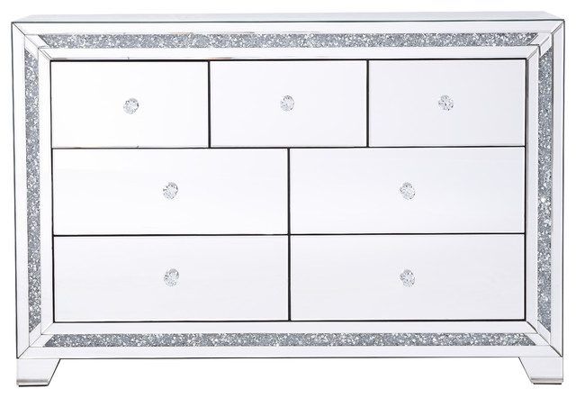 Marina Clear Crystal Mirrored 7-Drawer Cabinet