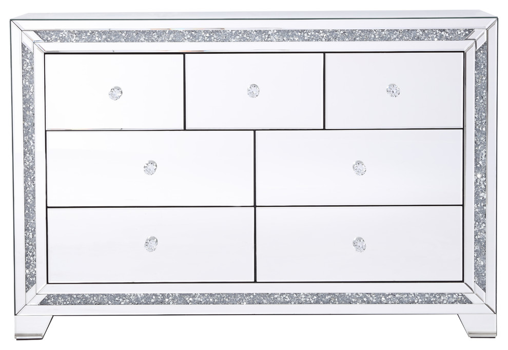 Marina Clear Crystal Mirrored 7-Drawer Cabinet