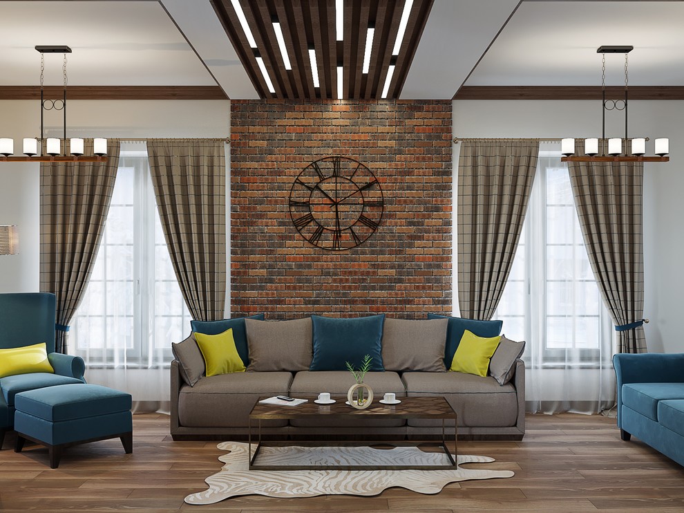 Яркий интерьер загородного дома