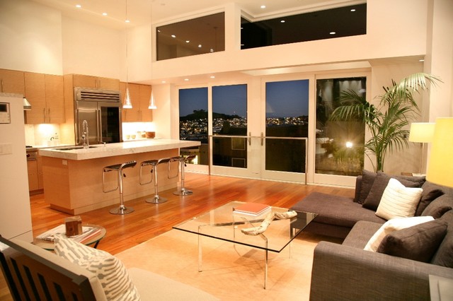 Living, Kitchen, Dining moderne-dagligstue
