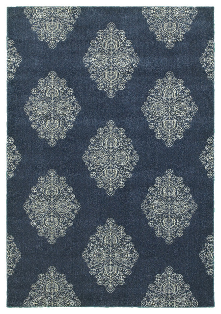 Oriental Weavers Pasha Collection Blue/ Ivory Geometric Indoor Area Rug 1'10"X3'