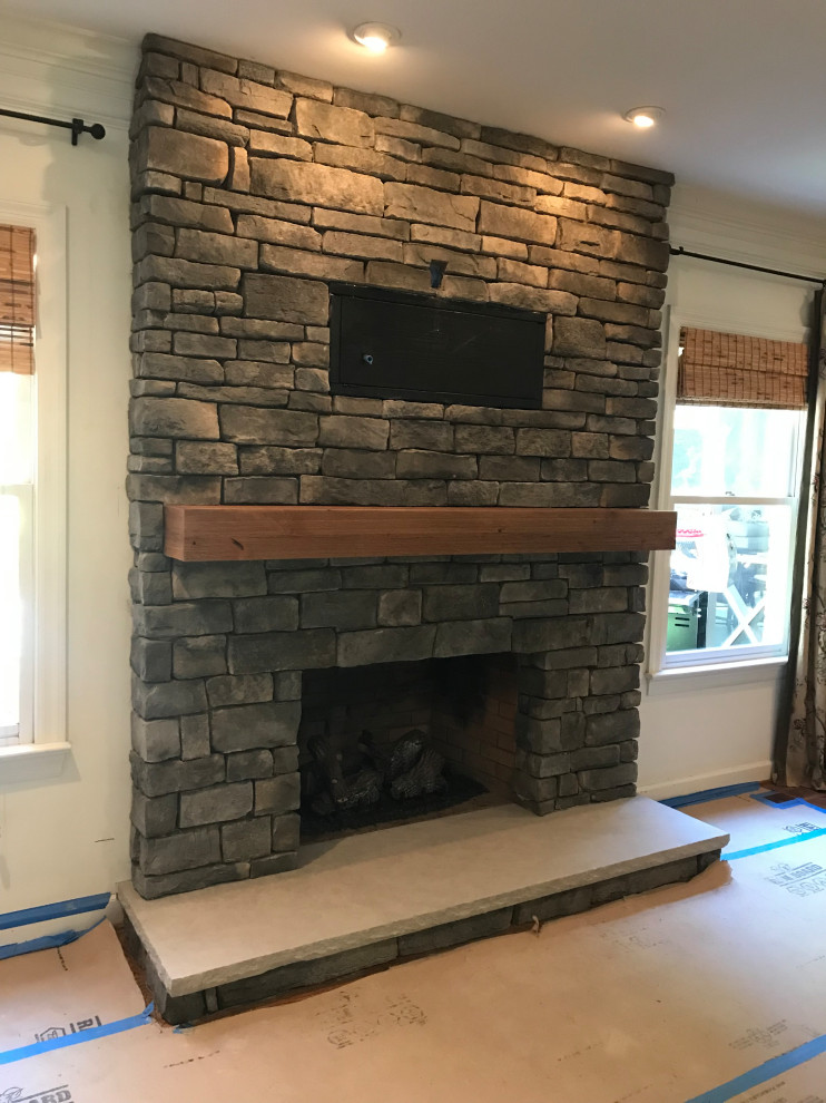 Interior Stone Fireplace Construction