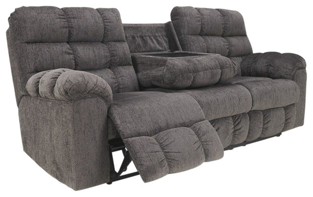 Ashley Furniture Acieona Microfiber Reclining Sofa in Slate