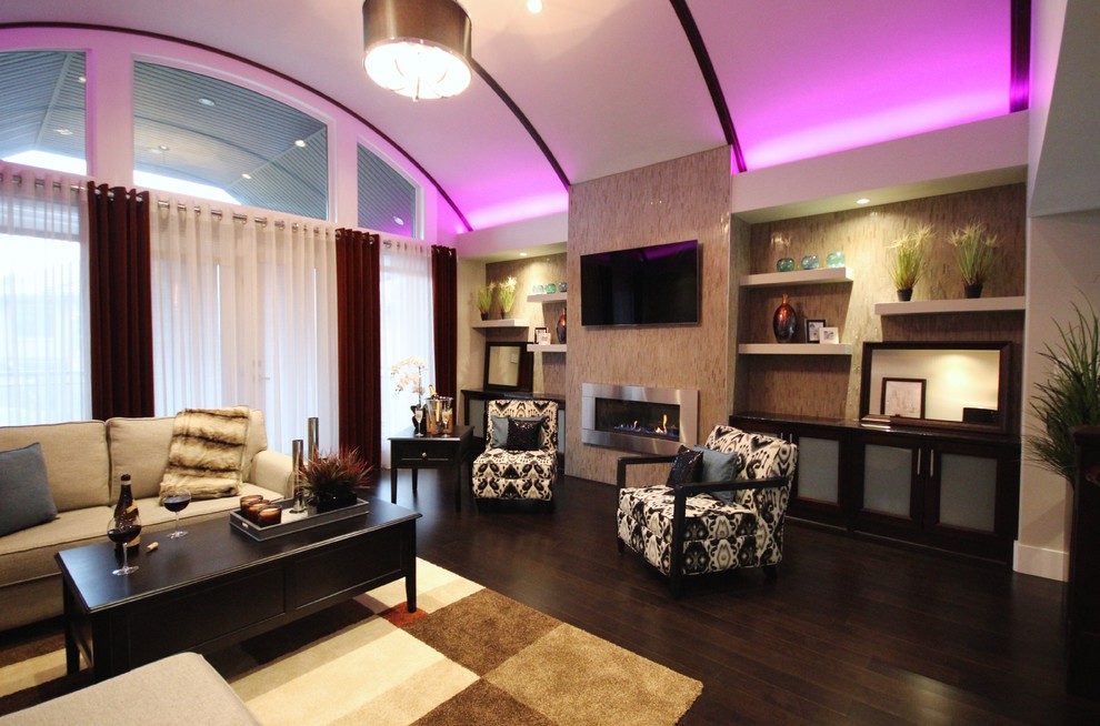 Inspiration for a contemporary family room in Edmonton.