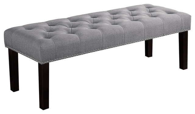 Ercole Upholstered Tufted Bench Gray 56 Ercole Upholstered Tufted Bench Gray 56