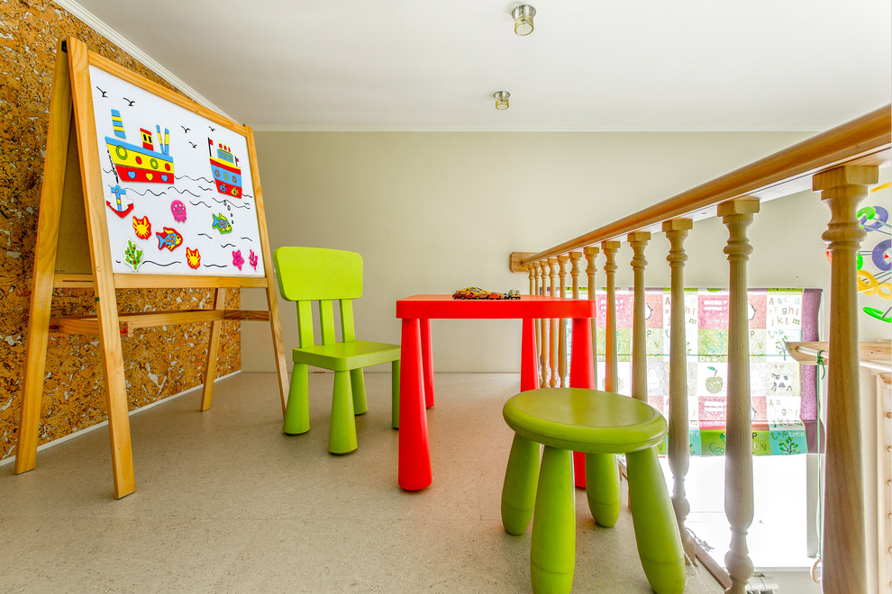 Contemporary gender-neutral kids' playroom in Other for kids 4-10 years old.