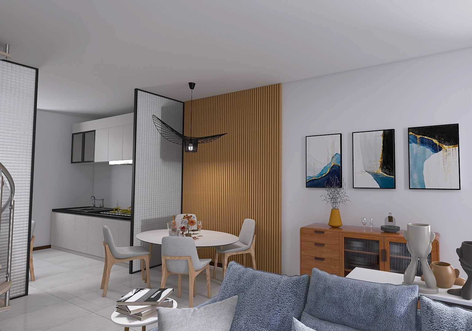 Come il colore cambia un living con cucina