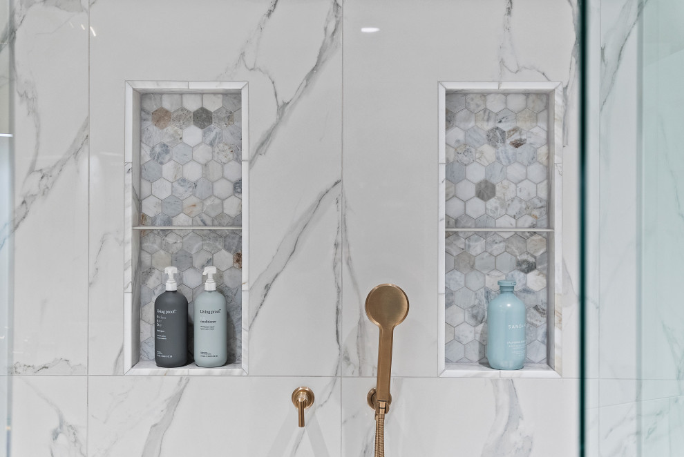Custom Marble Shower Niches & Built-In Bench
