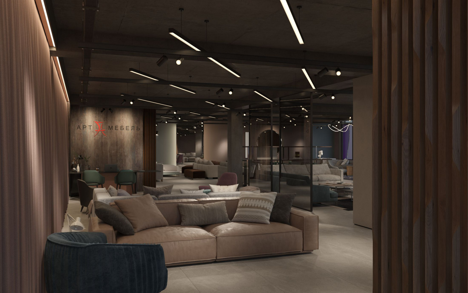 Интерьер мебельного магазина.