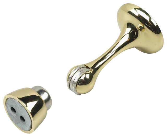 Rok Hardware Door Stop With Catch, Brass Transitional Door