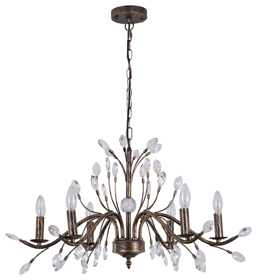 Classical French Style Candle Chandelier With Crystal Accents