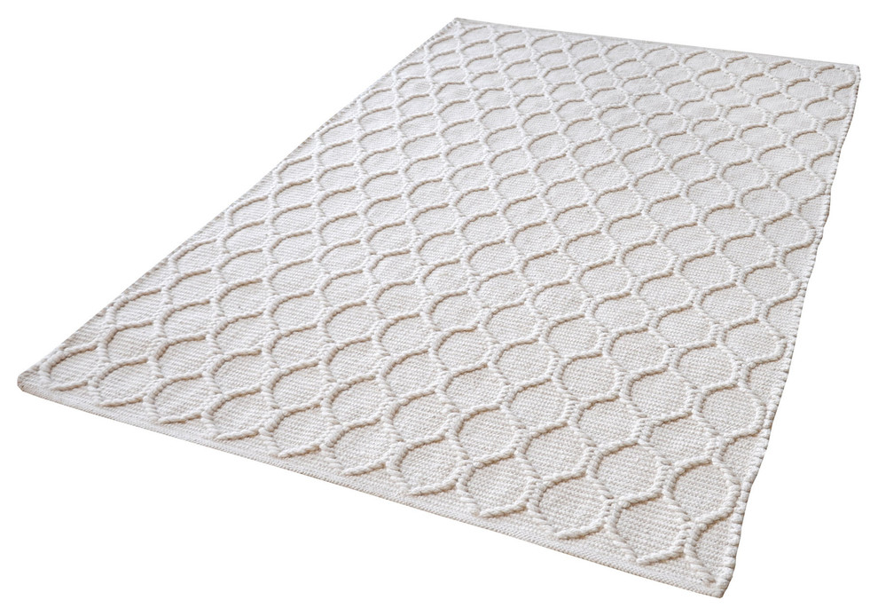 Aravali Kilim Wool Rope Rug In Ivory 9ft x 12ft Beach Style Area