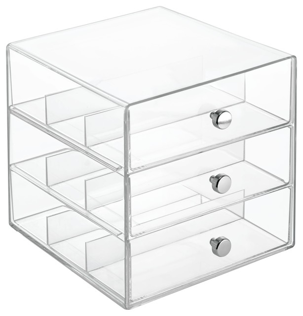 iDesign Clarity 3-Drawer Stackable Glasses Organizer, Clear ...