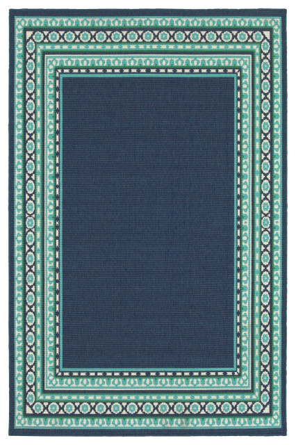 4' x 6' Blue and Green Indoor Outdoor Area Rug - Contemporary - Outdoor ...
