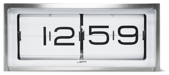 Leff Amsterdam Brick Wall Desk Clock Stainless Steel White