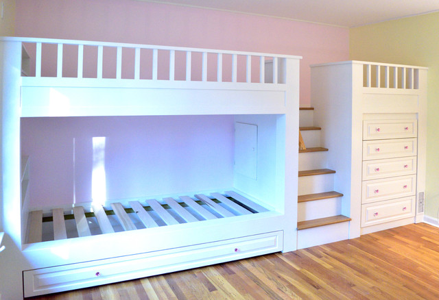 Kid S Room Built In Bunk Beds Dresser Play Area Transitional