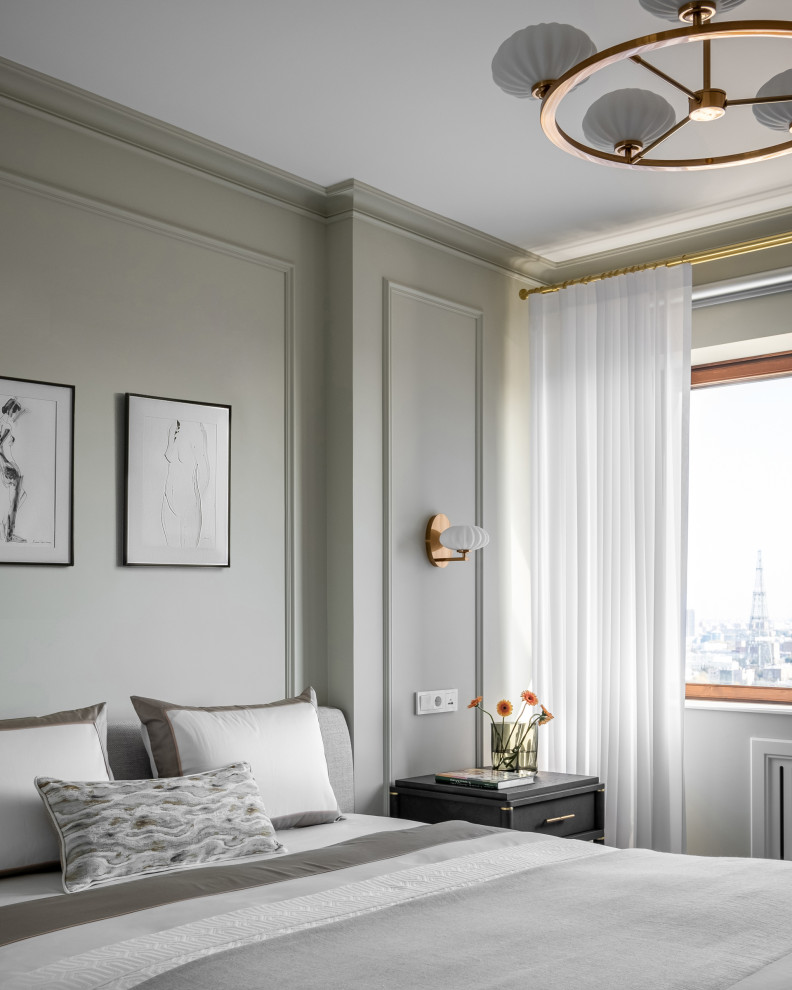 Нежная спальня с видом на Москву