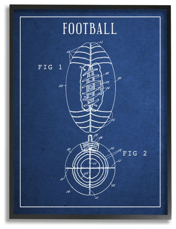 Stupell Industries Football Blueprint Vintage Sports Design, 16"x20 ...