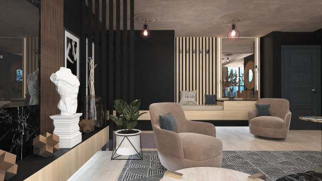 L&auml;genhet i Moskva Citi trendy-dagligstue