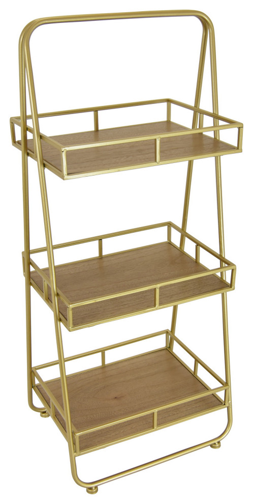 Plutus Brands Metal/Wood Plant Stand, Gold Metal - Contemporary - Plant ...