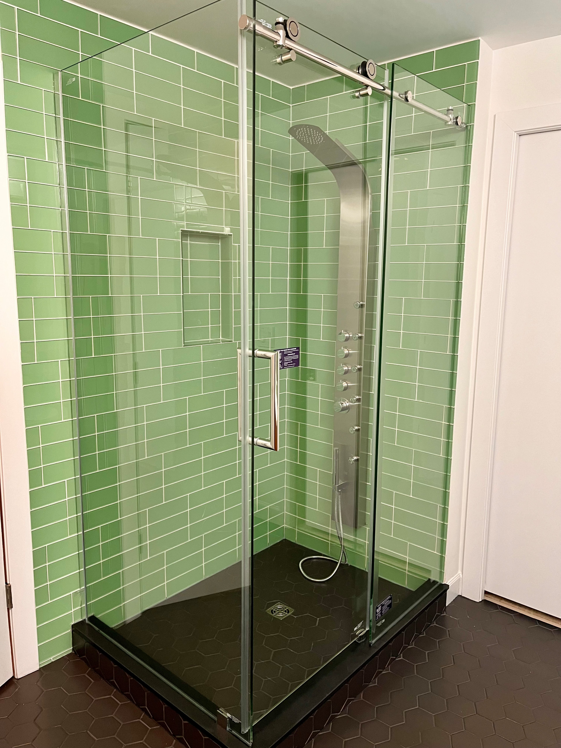 Green glass shower