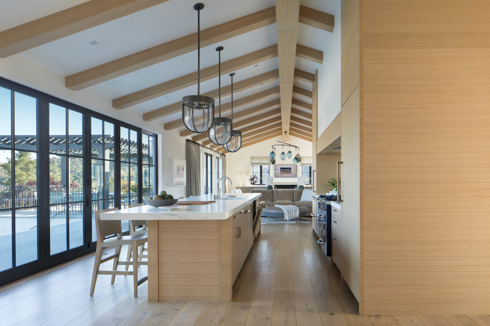 This is an example of an expansive transitional kitchen in San Francisco.