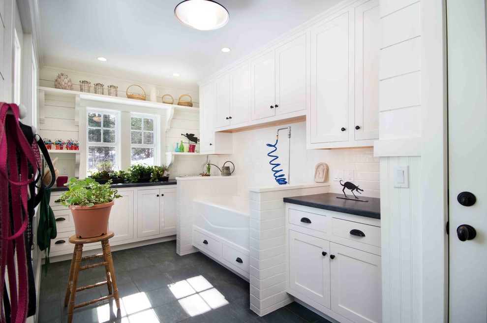 Elegant laundry room photo in Portland Maine
