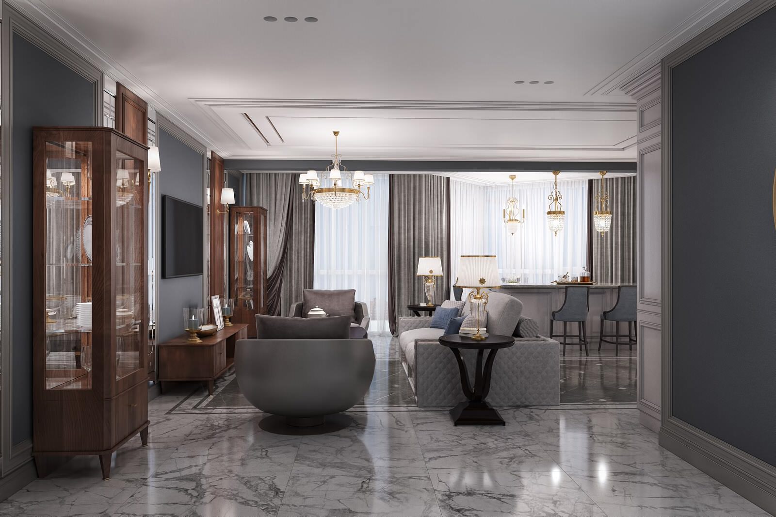 Квартира в ЖК «7 континент», кухня-гостиная