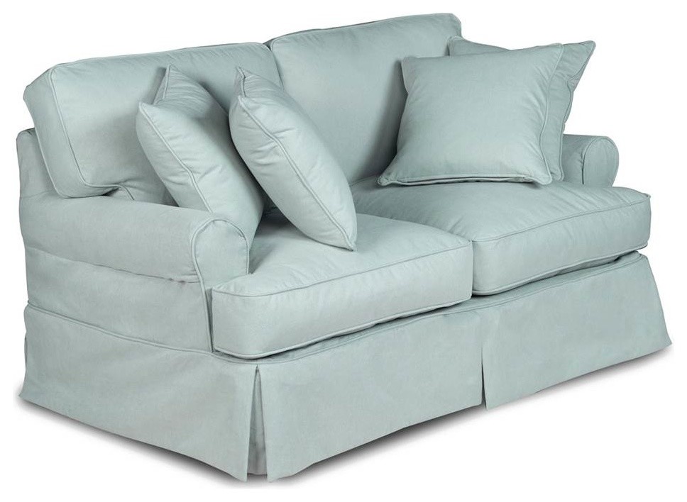 T Cushion Loveseat Slipcover Performance Fabric Ocean Blue Loveseat Slipcover Performance Fabric
