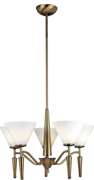 5-Lite Ceiling Lamp Bronze W/White Glass 60Wx5/B Type