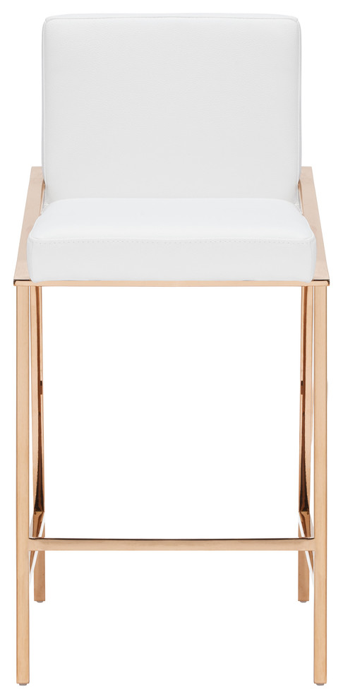 Kate Counter Stool, White/Polished Rose Gold