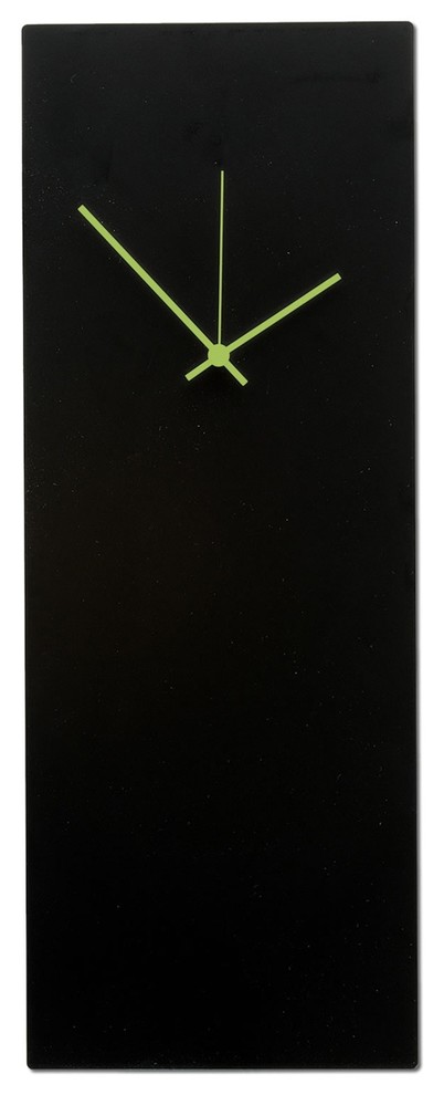 Blackout Modern Numberless Clock with Green Hands - Large