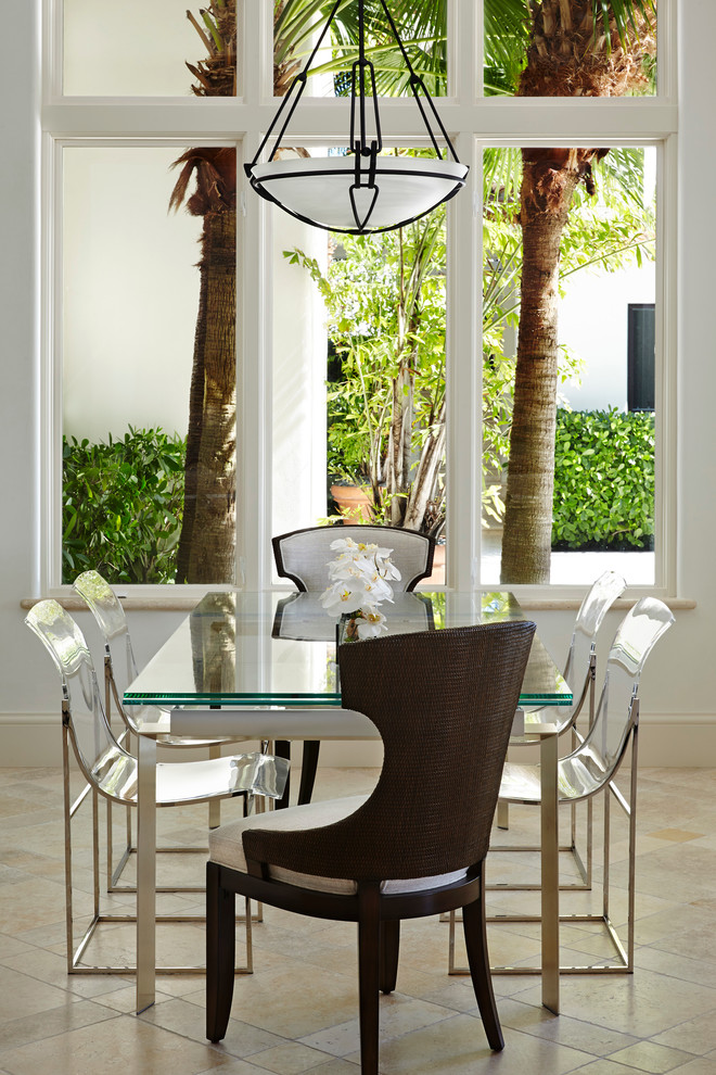 Inspiration for a transitional dining room remodel in Miami with no fireplace