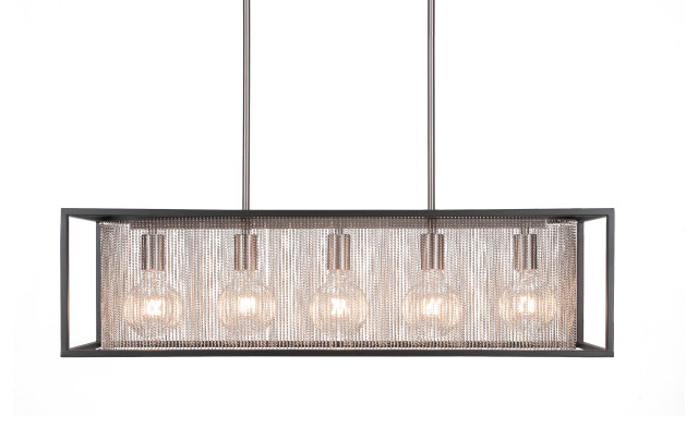 5 Lt Island Shown In Matte Black Brushed Nickel Finish 1335 Mbbn Led45c Industrial Kitchen Lighting By Toltec Houzz Brushed Nickel Finish 1335 Mbbn Led45c, Brushed Nickel Kitchen Island Lighting
