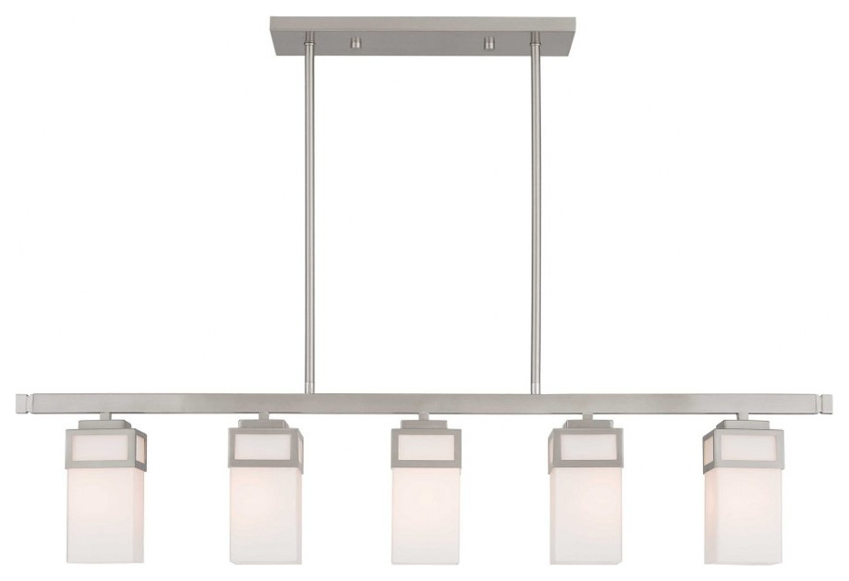 Modern Traditional Five Light Chandelier-Brushed Nickel Finish ...