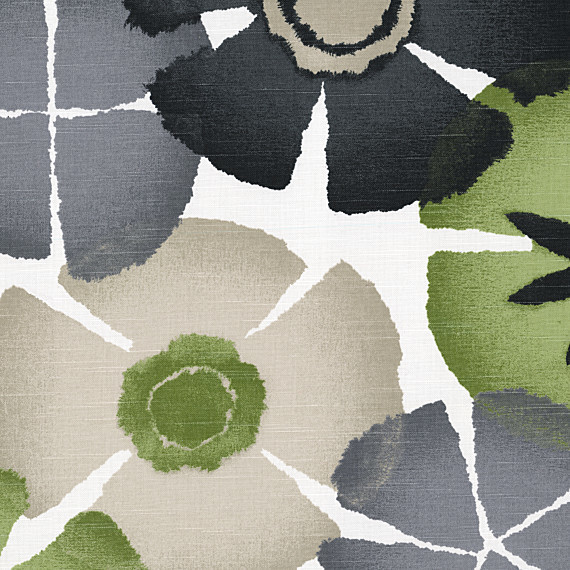 Gray and Green Giant Ombre Botanical Fabric